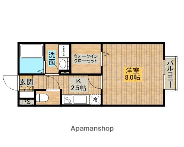 ボナールハイム(1K/2階)の間取り写真