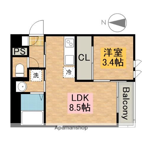 GRANDTIC 雅・堺東(1LDK/1階)の間取り写真