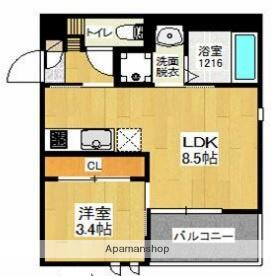 GRANDTIC 雅・堺東(1LDK/1階)の間取り写真