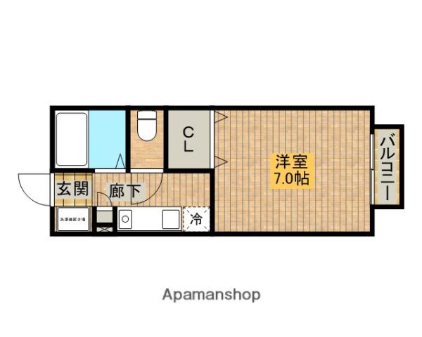 パセオ西之町(1K/1階)の間取り写真