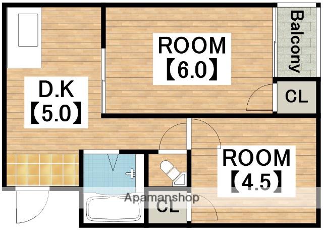 プレアール材木町(2K/5階)の間取り写真