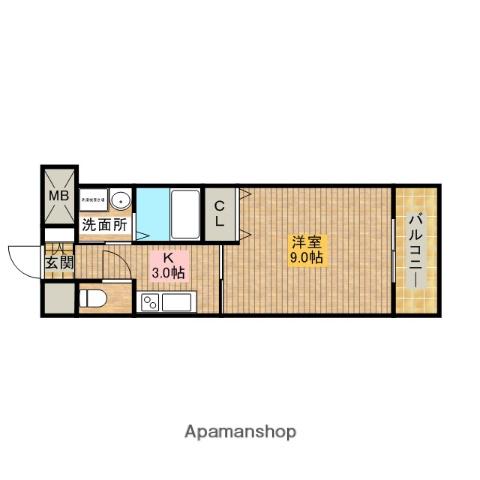 サザンクレスト堺(1K/9階)の間取り写真