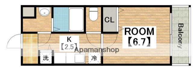 ドルチェ市之町(1K/3階)の間取り写真
