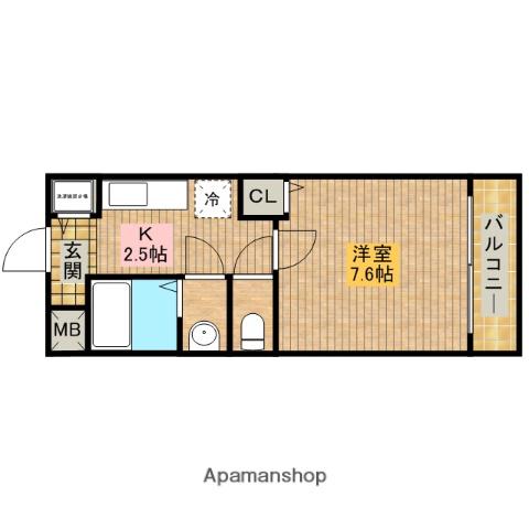 ル・ソワール金岡(1K/1階)の間取り写真