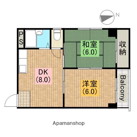 フォンタルセブン(2DK/4階)の間取り写真