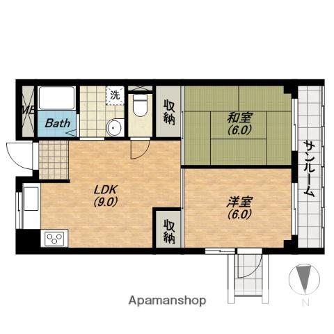 サンハイツ北花田第1(2LDK/3階)の間取り写真