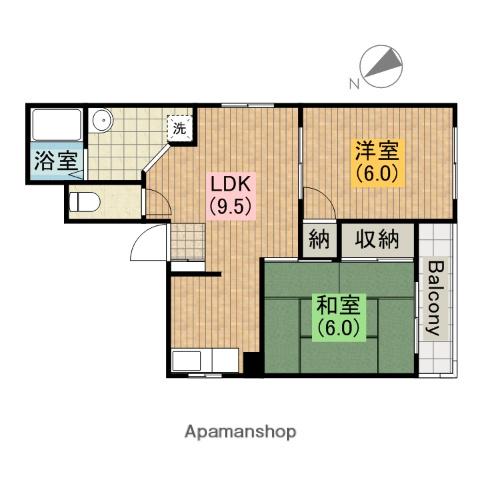 メゾンドールDOI(2LDK/2階)の間取り写真