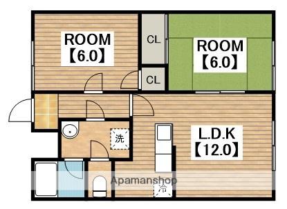モアクレスト白鷺パートⅡ(2LDK/1階)の間取り写真