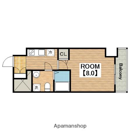 ラシーヌ宿院(1K/9階)の間取り写真