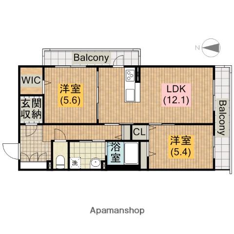 ファイブヒルズ欅 壱番館(2LDK/1階)の間取り写真