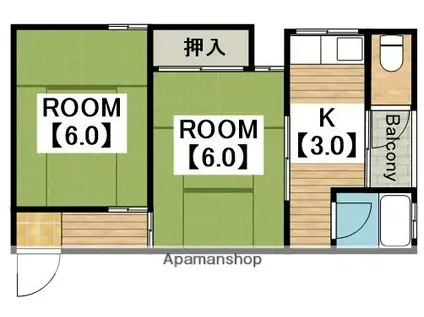 ピュアホーム常磐町(2K/2階)の間取り写真