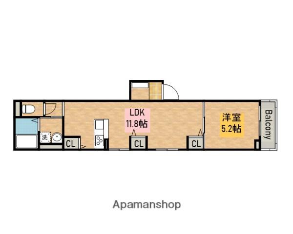 クリアパレス堺七道(1LDK/1階)の間取り写真