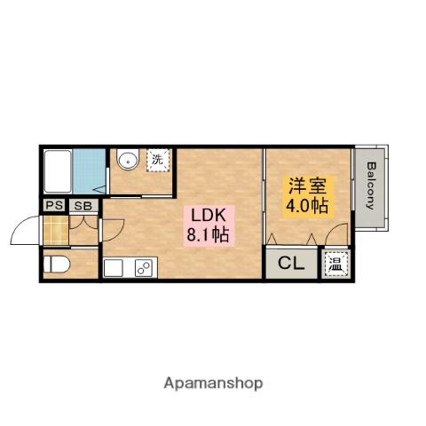 GRANDIR堺七道(1LDK/1階)の間取り写真