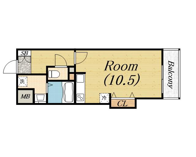 ルノン中百舌鳥(ワンルーム/2階)の間取り写真