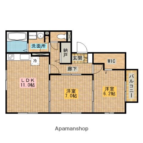 パルクソレイユ1(2LDK/1階)の間取り写真