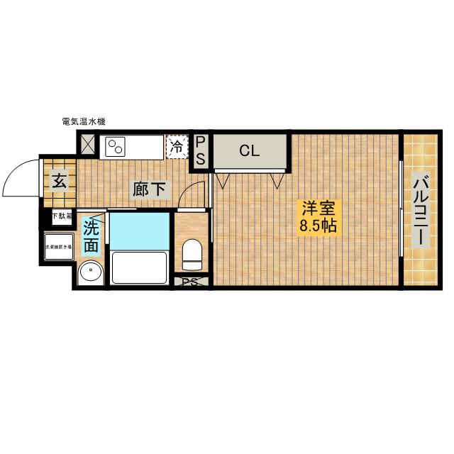 フィオレ・レジデンス出島海岸通(1K/3階)の間取り写真