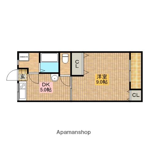 サウスヒル(1DK/3階)の間取り写真