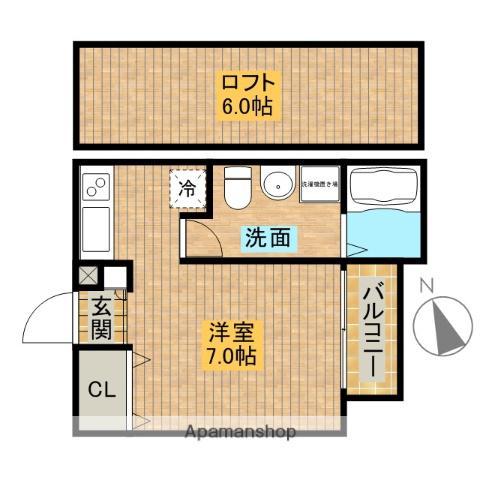 グリーンリーフ香ヶ丘(ワンルーム/1階)の間取り写真