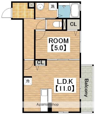 大阪メトロ御堂筋線 北花田駅 徒歩9分 2階建 築14年(1LDK/1階)の間取り写真