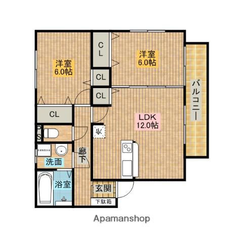 SORA(2LDK/2階)の間取り写真