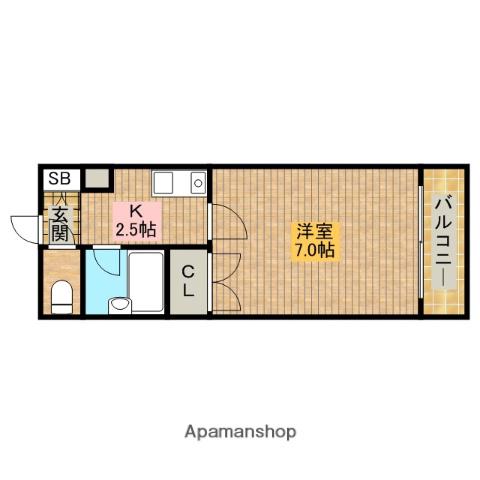 フジワラ堺マンション(1K/3階)の間取り写真