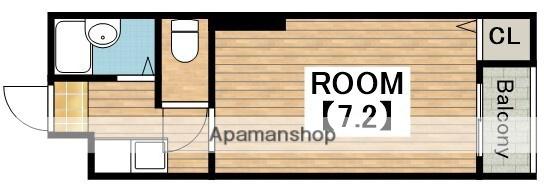ミドゥスジ堺Ⅱ(1K/3階)の間取り写真