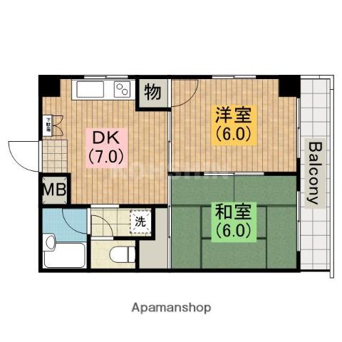 ハウス壱番館(2DK/2階)の間取り写真