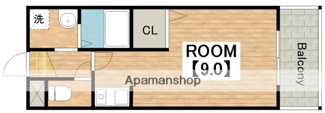 アンソレイエ(1K/4階)の間取り写真