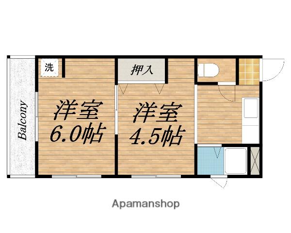 天神山洋ハイツ(2K/2階)の間取り写真