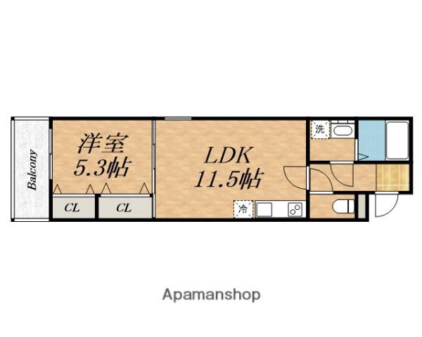 フジパレス堺北花田(1LDK/3階)の間取り写真