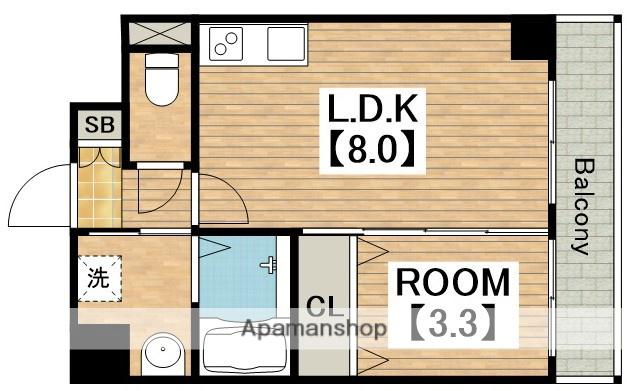 スプランディッド堺東(1LDK/10階)の間取り写真
