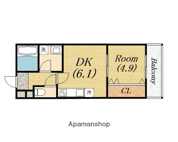 TKアンバーコート浜寺Ⅱ(1DK/2階)の間取り写真