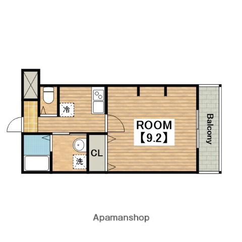 ジーイートワ(1K/2階)の間取り写真