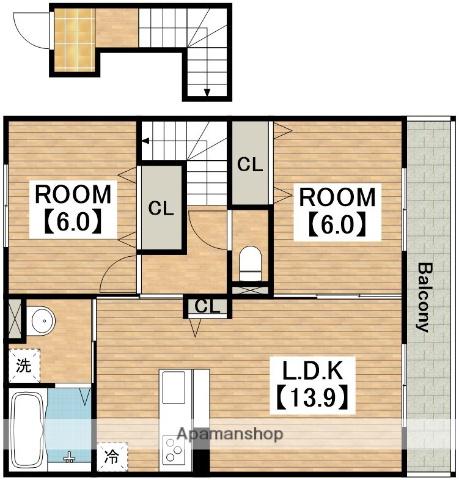 シュライクコート(1LDK/2階)の間取り写真