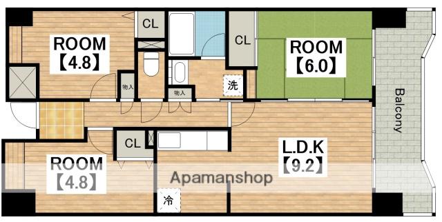 グランデージ住之江(3LDK/6階)の間取り写真