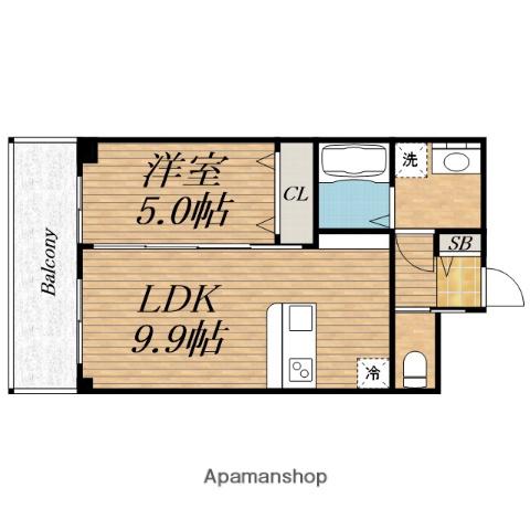 オリエント黒土町(1LDK/3階)の間取り写真