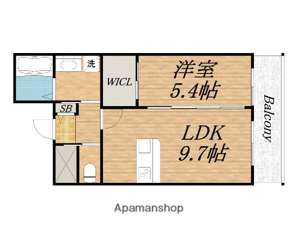 オリエント黒土町(1LDK/1階)の間取り写真
