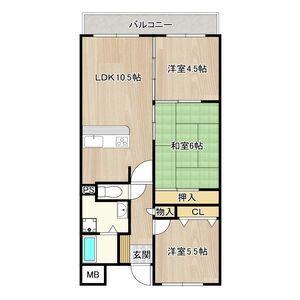 グリーングラス久米田(3LDK/4階)の間取り写真