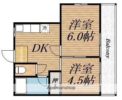 山洋宿院ハイツ(2DK/2階)の間取り写真