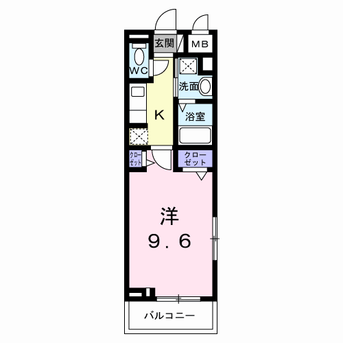 アロ・ラウレア K(1K/2階)の間取り写真