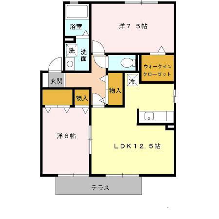 パークサイドコート(2LDK/1階)の間取り写真