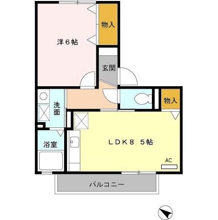 セジュールM(1LDK/2階)の間取り写真
