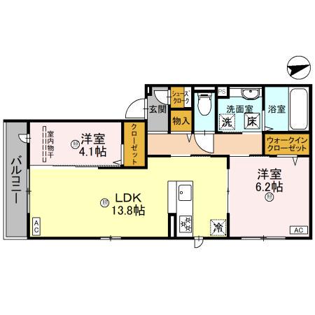 ラ・メゾン・プラム(2LDK/2階)の間取り写真