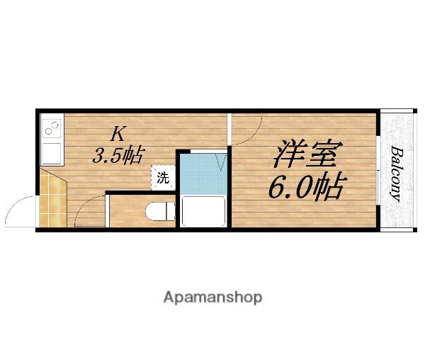 石津町東Bハイツ(1K/2階)の間取り写真
