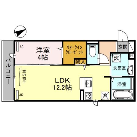 ルーチェ鳳(1LDK/2階)の間取り写真