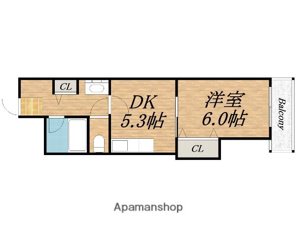 ハピネス2番館(1DK/1階)の間取り写真
