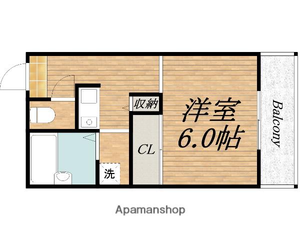 GROWING(1K/3階)の間取り写真
