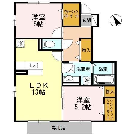 松籟軒A棟(2LDK/1階)の間取り写真