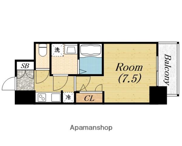 S-RESIDENCE堺浜寺BROAD(1K/6階)の間取り写真
