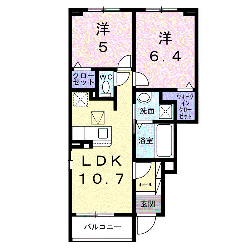 ポンテアルト池上B(2LDK/1階)の間取り写真